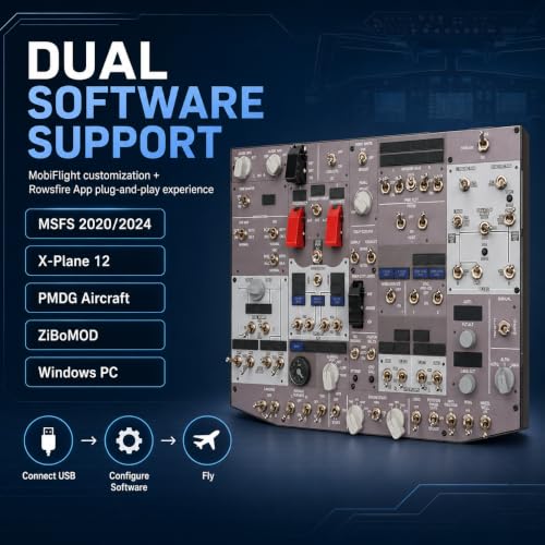 XMalNexity B107 B737 Flight Simulator Overhead Panel for MSFS 2020 2024 Xplane 12, Backlit Aluminum Housing OVHD with Auto-Return Switches, Compatible with PMDG ZiboMod iFly, Home Cockpit