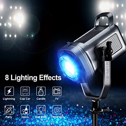GVM 150W RGB Video Light Kit, 2700K~7500K Bi-Color LED Video Light Photography Studio Lighting Kit with Lantern Softbox & Stand, Continuous Output Lighting Kit with 8 Lighting Effects, CRI 97+ - size: 150W