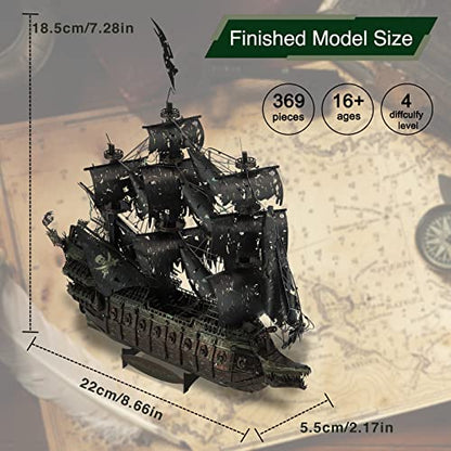 Piececool 3D Puzzles with DIY Tool Sets, Flying Dutchman Pirate Ship Model Building Kits, Difficult 3D Metal Puzzles for Adults, Great Christmas Birthday Gifts - color: Flying Dutchman Ship with Tool