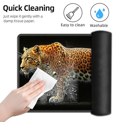 for MTG Playmat TCG Card Game Mat with Stitched Edges,Board Game Mats Non-Slip Waterproof Rubber Base 24 x 14 inch for CCG RPG DTCG Trading Card,Leopard Print Pattern - color: Leopard Print Pattern