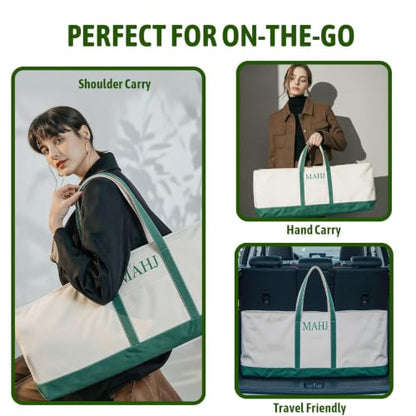 Extra Large 33.8 INCH Mahjong Bag for Tiles and Racks & Mat, Empty American Mahjong Tiles Carrying Canvas Tote Bag 33.8 x 4.7 x 11.8 Inches, Games Accessories Gifts (Bag Only) (Green)