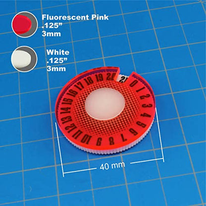 LITKO Life Counter Dial 0-21 | Compatible with MTG & D&D | Pink | Single 40mm round | Fluorescent, laser-engraved Burst pattern | Tracks HP, health & resources | No assembly, ready to use - color: Fluorescent Pink