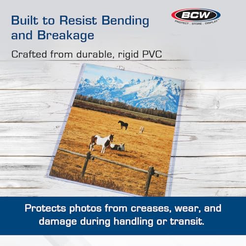 BCW 8x10 Toploader Holder - 25 Count | Rigid PVC, Non-Toxic, Crystal Clear Photocard Sleeves| 8x10 Plastic Sleeves for Prints | Hard Plastic Top Loader Sheet Protectors to Showcase Pictures