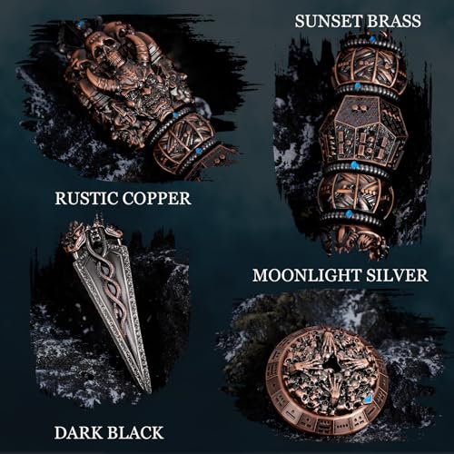 Unique Metal DND Wand dice Set with Bagua Stand, Seven as one, Roulette dice Rotator, Suitable for Role-Playing or Steampunk Themed Games with D20 D12 D10 D8 D6 D4 D00% Metal dice Set (Copper) - color: Copper