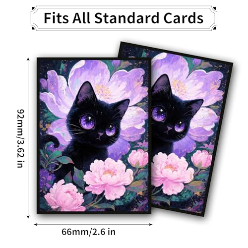 MTG Card Sleeves, Ultra Clear Front & Matte Finish Back, 100 Count Standard Size Matte Art Sleeve for Magic The Gathering - color: Cat and Flowers
