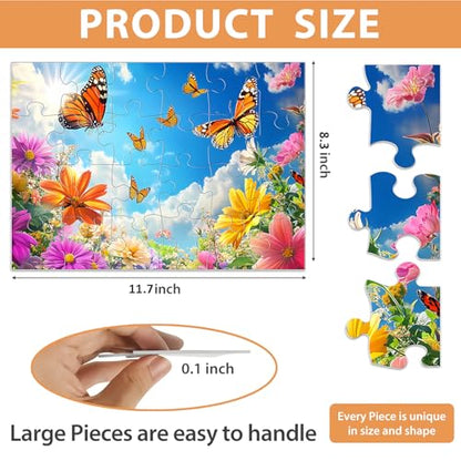 6 Packs 24 Piece Puzzle for Seniors, Alzheimer's & Dementia Activities, Easy Puzzle Alzheimer's Game, 6 Storage Bags - style: 24A Large Pieces