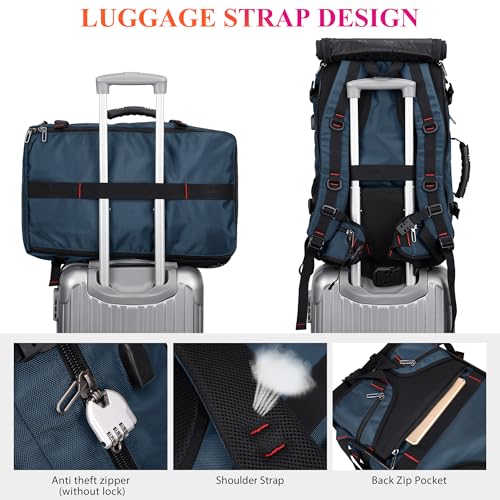 WITZMAN Carry on Travel Backpack for Men Airline Approved Fits 16" Laptop | Nylon 3 in 1 Luggage Duffle Bag with USB Charging Port, Shoe Compartment, For Weekend Getaway, Overnight Trip, B682 Blue - color: 04.blue