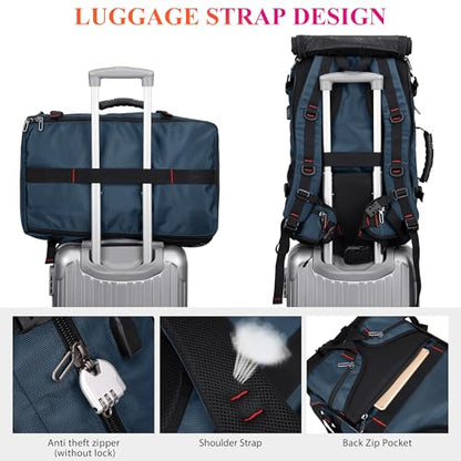 WITZMAN Carry on Travel Backpack for Men Airline Approved Fits 16" Laptop | Nylon 3 in 1 Luggage Duffle Bag with USB Charging Port, Shoe Compartment, For Weekend Getaway, Overnight Trip, B682 Blue - color: 04.blue