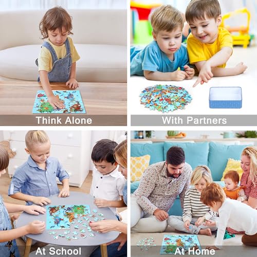 LELEMON Puzzles for Kids Ages 4-6,Dinosaur Map 100 Piece Puzzles for Kids Ages 6-8 in a Metal Box,Educational Jigsaw Puzzles,Childrens 100 Piece Puzzle Games Puzzle Toys for Girls and Boys - color: Dinosaur Map