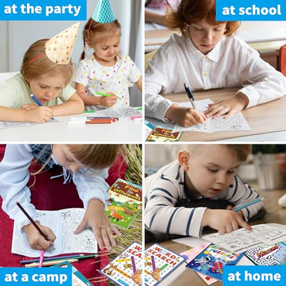 Kalysky 24 Mini Activity Books for Kids 4-12,Mazes,Dot to Dot & Word Games,Party Favors - color: 24 Activity Books