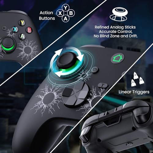 LuvYsshun Wireless Controller Compatible With Xbox One,Xbox Series X/S, Xbox One X/S, PC Windows,RGB LED Light with Rechargeable Built-in Battery,Dual Vibration/Turbo/Mappable Buttons