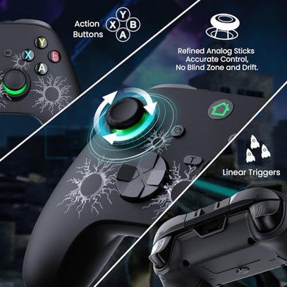 LuvYsshun Wireless Controller Compatible With Xbox One,Xbox Series X/S, Xbox One X/S, PC Windows,RGB LED Light with Rechargeable Built-in Battery,Dual Vibration/Turbo/Mappable Buttons