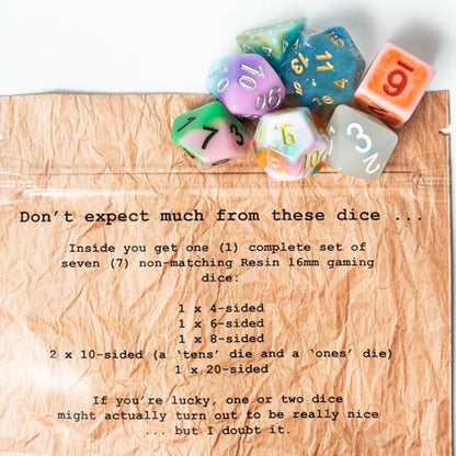 These Dice are Disappointing | Sir GameAlot Set of 7 Random Unremarkable Polyhedral Resin Dice | Dungeons and Dragons (D&D) and Other Role Playing Games (RPG)