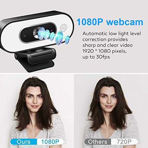 1080P USB Camera Compatible with Switch 2/PC/Mac/Laptop | Ring Light & 3-Level Brightness - Streaming Camera with Built-in Mic, Tripod & Plug&Play for Zoom/Skype/Facetime - color: Black-02