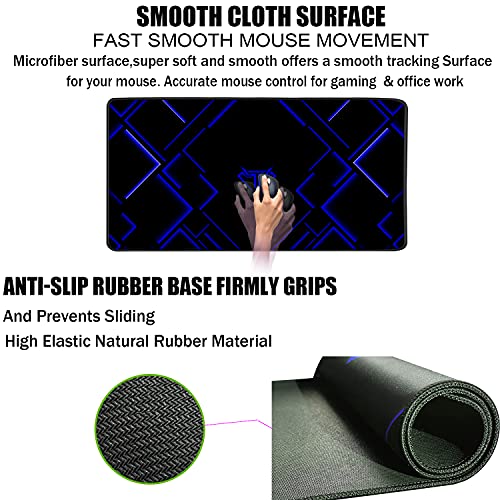 TEDNETGO Large Extended Gaming Mouse Pad, Long Mouse Pads, Extra Large Big Mouse Pad with Stitched Edge, XXL Non-Slip Computer Computer Keyboard Mat for Gamer/Desktop/Office/Home,Blue - color: Blue, size: 31.5L x 15.7W inches