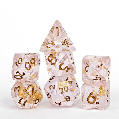 Sage’s Portal Cantrips DND Dice Set - Round Edge Resin 7-PC Polyhedral DND Dice Set for Dungeons and Dragons D&D RPG Tabletop TTRPG (Pink Transparent) - color: Pink Transparent