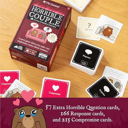 Exploding Kittens Horrible Couple Extra Horrible, 2-8 Players, 17+ | Create darkly funny comics with questions, responses, and absurd compromises. Play as a couple or with friends! Adults only! - style: Horrible Couple