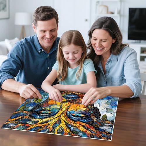 500 Piece Puzzles for Adults, Mosaic Tree Faced Woman Jigsaw Puzzles, Stained Glass Art Puzzle, Birthday for Men, Women, and Seniors, Fun and Challenging Puzzle, 20.5x15 in - style: Colorful Mosaic