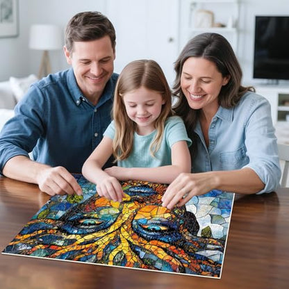500 Piece Puzzles for Adults, Mosaic Tree Faced Woman Jigsaw Puzzles, Stained Glass Art Puzzle, Birthday for Men, Women, and Seniors, Fun and Challenging Puzzle, 20.5x15 in - style: Colorful Mosaic