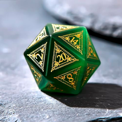 1PCS Gem D20 DND Dice - 25mm 20 Sided Crystal Cat Eye D&D Dice for Dungeons and Dragons, RPG, Roleplaying Games MTG Table Games, Handmade Polyhedral Dice(Pattern Green) - color: D20 Cat Eye-pattern Green