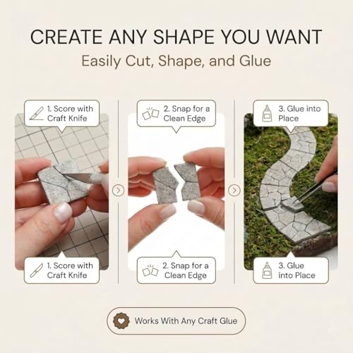Dollhouse Miniature Paving Stones, Tiles for Modeling, Fairy Garden, and Tabletop Terrain, Set of 50pcs, REDUCIO! - color: Sandstone Cobblestone