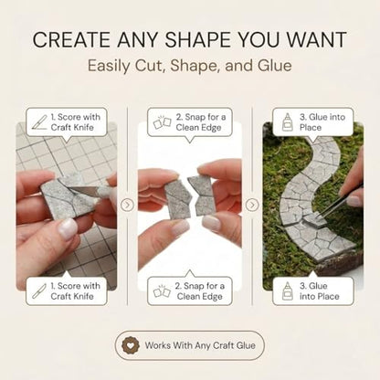 Dollhouse Miniature Paving Stones, Tiles for Modeling, Fairy Garden, and Tabletop Terrain, Set of 50pcs, REDUCIO! - color: Sandstone Cobblestone