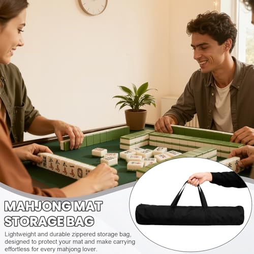 34-Inch Mahjong Mat Bag, Heavy-Duty Canvas Carrying Bag with Center Dual Handles & Smooth Zipper, Fits Mahjong Mat, Racks & Tiles, All-in-One Travel Storage Bag - color: Black