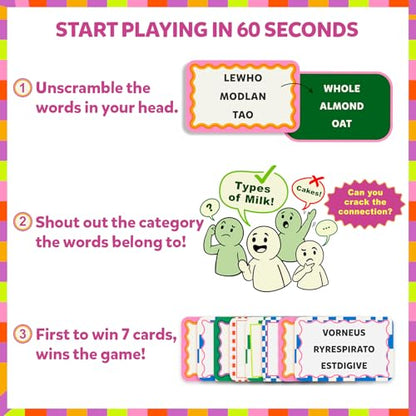 Cryptic Categories – Quick-Thinking Brain Game for Kids, Teens & Adults | Fast-Paced Word Unscramble Card Game, Perfect for Parties & Game Night, Ages 10, 11, 12 & Up, 3-8 Players