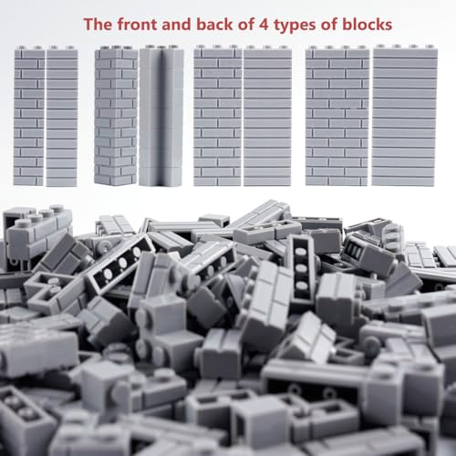 Classic Wall Bricks Bulk Accessories: 340 PCS Masonry Profile Building Block Parts and Pieces Sets(Light Gray) - color: Light Gray