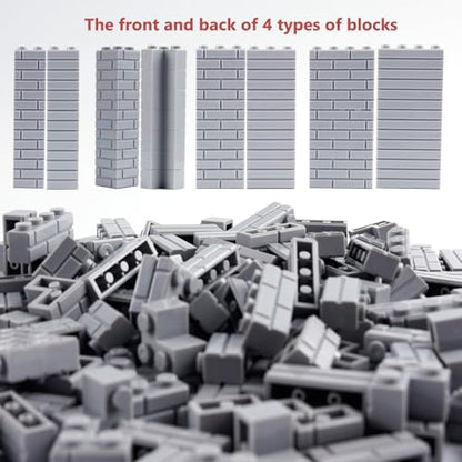 Classic Wall Bricks Bulk Accessories: 340 PCS Masonry Profile Building Block Parts and Pieces Sets(Light Gray) - color: Light Gray