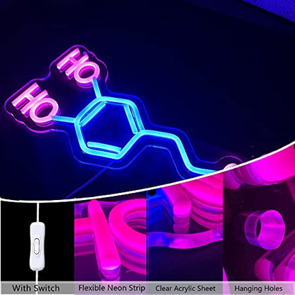 Dopamine Molecule Neon Sign Dimmable LED Light Up Wall Decor Science Chemistry Structure Art Aesthetic Happy Hormone Sign for Lab, Office, Classroom Graduation Christmas Gift(16.3 * 6.5in) - style: Dopamine