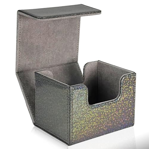 Dmoicols Trading Card Storage Box Leather Card Decck Box Horizontal Single One (Sparkly Black Point) - color: Sparkly Black Point