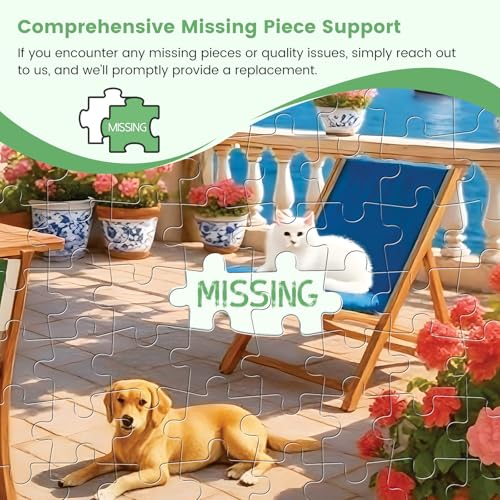 500 Piece Puzzles for Adults, Cozy Seaside Terrace Scene Jigsaw Puzzles with Dog and Cat, Relaxing 500 Piece Puzzle, Perfect for Family Time, Wall Decor, Gift for Adults, Seniors, 20.5 x 15 in - style: TERRACE