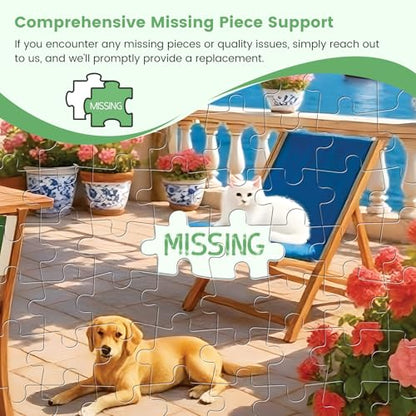 500 Piece Puzzles for Adults, Cozy Seaside Terrace Scene Jigsaw Puzzles with Dog and Cat, Relaxing 500 Piece Puzzle, Perfect for Family Time, Wall Decor, Gift for Adults, Seniors, 20.5 x 15 in - style: TERRACE