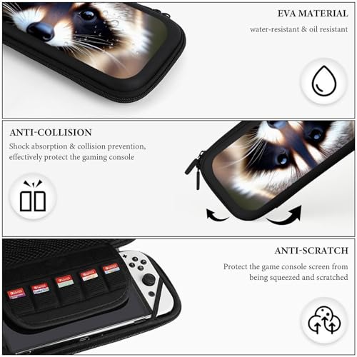 Carrying Case Compatible with Switch, Cute Animal Raccoon Protective Travel Storage Bag Hard Shell Game Holder Organizer with 15 Game Cartridges - color: Color(86)