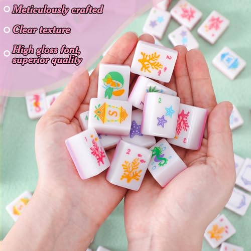 Civaner 160 Palm Beach American Mahjong Tile Set | 1.2'' x 0.87'' x 0.55'', 3D Mini, Coastal Travel Mahjong Set, Family Friends, Gathering Entertainment, Party Gifts