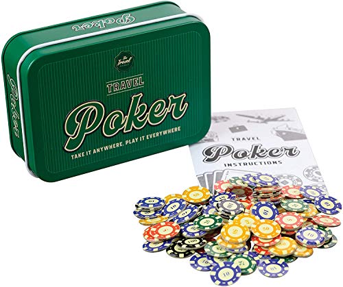 Funtime Gifts Travel Poker Compact Portable Pocket Sized Game Tin Set Gift, Multi-Coloured, PL7440
