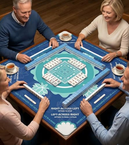 Mahjong Mat for Table, American Mahjong Mat(Blue) | 31.5" x 31.5",Anti-Slip, Noise-Reducing Gaming Mat for Mahjong/Poker/Board Games/Card Games/Dominoes - color: Blue