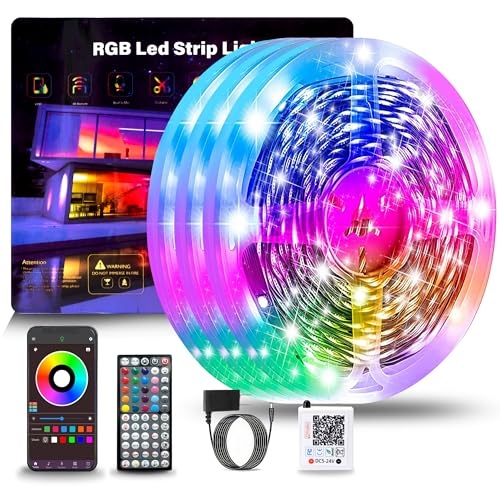 NBBUFF 290FT LED Lights for Bedroom, RGB LED Strip Lights Music Sync Color Changing Effects, DIY Cuttable Led Light Strip with Remote and App Control Led Lights for Room Decor (3 Rolls of 97ft) - size: 290 ft