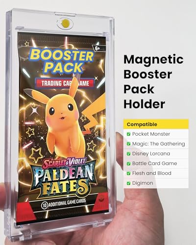 Magnetic Booster Pack Holder – 5 Pack | One Touch UV & Acid-Free Clear Display Case for Standard TCG and Sports Booster Packs