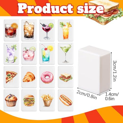 Hollowfly 2 Player Mahjong Block Set with Storage Bags 65 Tiles 30 mm Aesthetic Mahjong Push Tile Game with Food and Drink Pattern No DIY Required for Friend Family Game Night Party Gift - style: Food and Drink