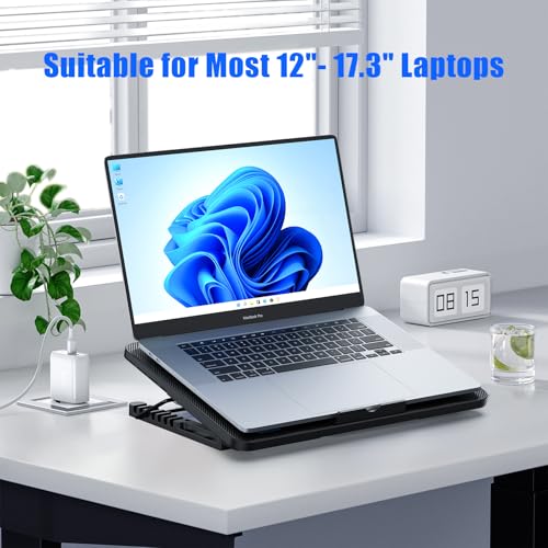 LIANGSTAR Laptop Cooling Pad, Laptop Cooler with 8 Quiet Fans for 12-17 Inch Gaming Laptop Fan Cooling Pad Stable Stand 7 Height & Wind Speed Adjustable, 2 USB Port & Phone Holder - color: 8 Fans