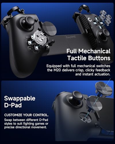 EasySMX M20 Phone Gaming Controller for Android, iPhone & iPad | iPhone 15/16/17, iPad Mini 6/7, Dual ABXY Switch, Hall Joysticks, Dual Triggers, Plug and Play. for Minecraft, COD, PUBG - color: Black
