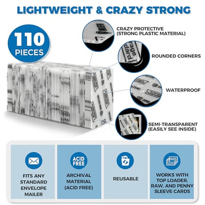 Trading Card Shipping Protectors - Premium Ultra Strong Plastic Inserts - 110 Pack - 3.5'' x 4.5'' - color: White - 110 Pack
