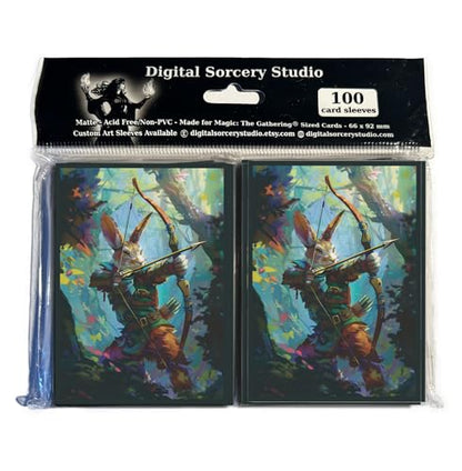Rabbit Archer Card Game Sleeves – 100 Pack – Compatible with MTG – Perfect for Magic Bloomburrow Commander Decks Like Baylen, Finneas, & Ms Bumbleflower - color: Rabbit Archer