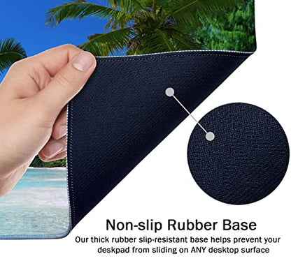 SSOIU Extended Gaming Mouse Pad (35.5x15.7 in), Large Stable Rubber Base Mousepad with Stitched Edges, Keyboard Mouse Mat Desk Pad for Work, Game, Office, Home - Black and White Polka Dot - color: Black and White Polka Dot