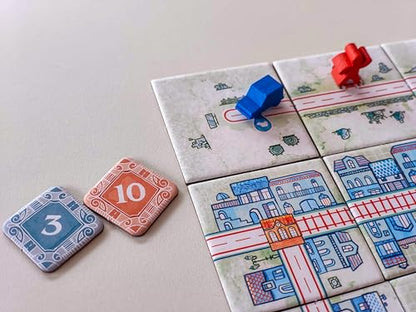 Railroad Tiles Board Game - Network-Building Tile-Laying Game, Family Fun Strategy for Kids & Adults, Ages 8+, 1-4 Players, 30-45 Minute Playtime