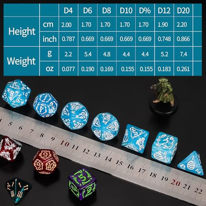 CiaraQ Polyhedral Dice Set - DND Role Playing Dice | Acrylic RPG Dice for Dungeons and Dragons MTG Table Games, Multicolor, 42pcs - color: Red/Green/Blue/Purple/Black/Red & Green