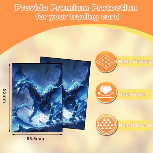 MTG Card Sleeves 100CT,Standard Size Sturdy MTG Sleeves Matte Back Finish for Baseball,Trading Cards (Blue) - color: Blue