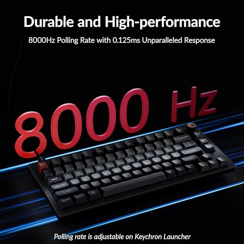 Keychron V1 8K Custom Mechanical Keyboard, 75% Wired Layout, Ultra-Low Latency 8000Hz, QMK Programmable, Hot-Swappable Red Switches, RGB, for Gamers and Typists, Compatible with Mac/Windows/Linux - color: Keychron Red Switch
